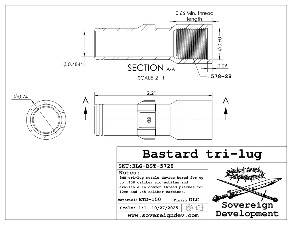 Bastard Tri-Lug .578-28