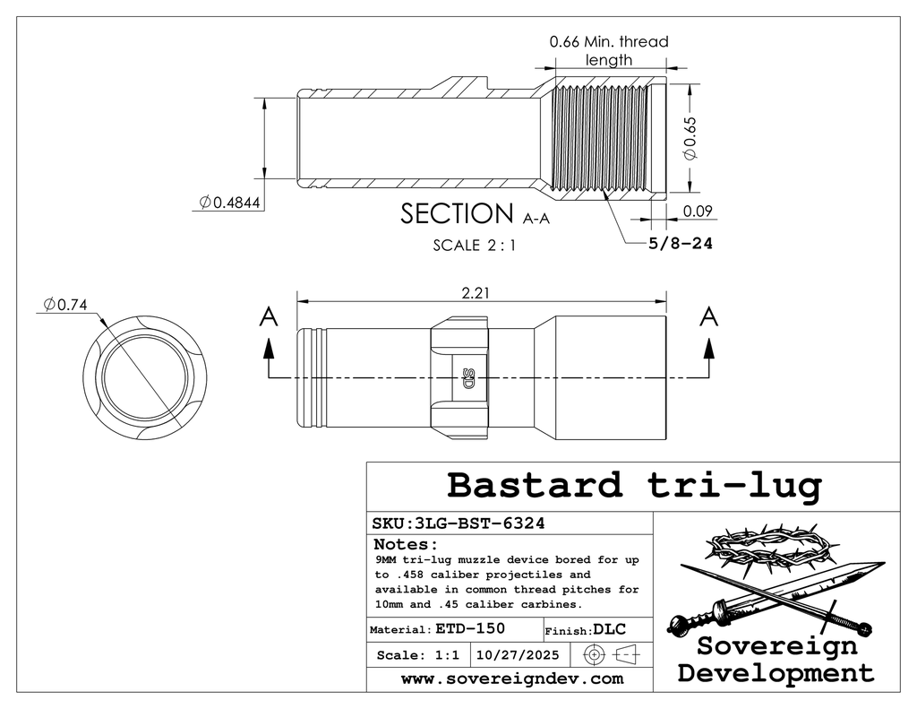 Bastard Tri-Lug 5/8-24